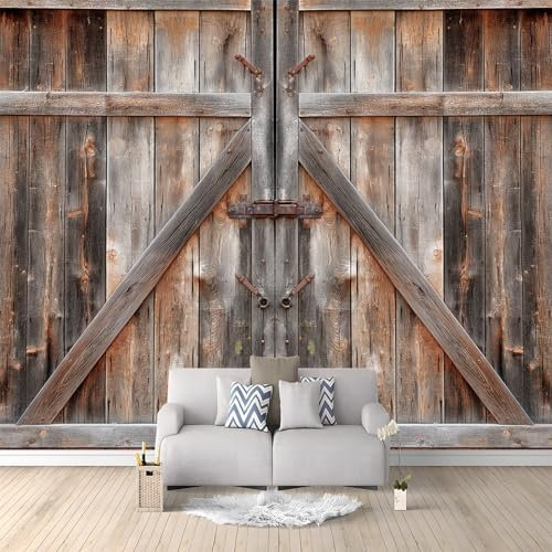 Papel pintado Mural Adhesivo de Pared Antigua Puerta Granero Madera Estilo Rústico 200x140 cm Art Papel Tapiz Fotográfico Catering Papel Tapiz 3d Cafetería Restaurante Decoración de Fondo Mural