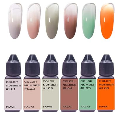 FAVAI 6 Colours Airbrush Gel Nail Polish Set – Luxury Collection (#L) 6 x 15 ml