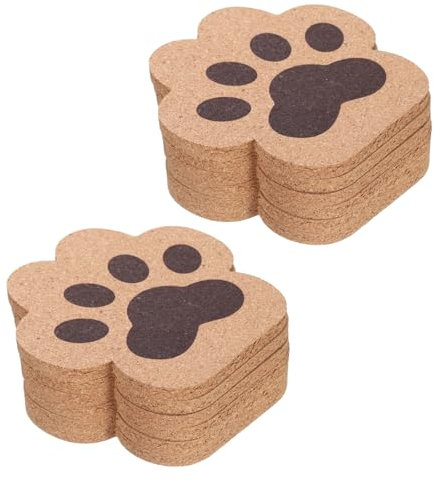 sourcing map 12 posavasos de corcho para bebidas, con forma de pata de gato, alfombrilla para taza de café, taza de té, taza de leche, taza de vidrio, color marrón