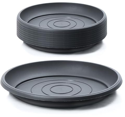 IMJ-Global Set di 10 Sottovasi Rotondi Terra POD in Plastica Ø29x3,9 cm da Interno Esterno Colore Nero Design Classici
