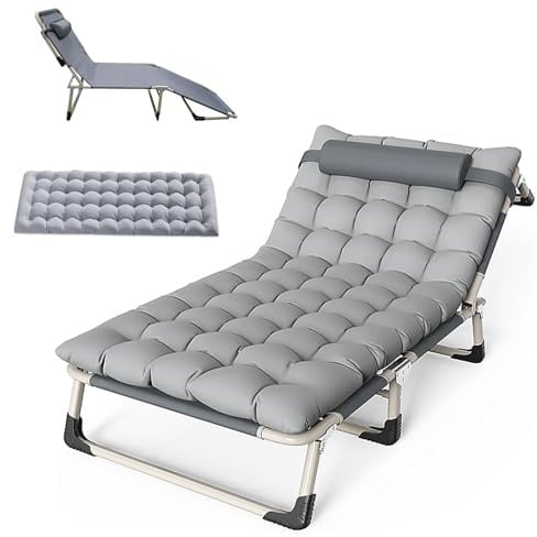 Generisch Feldbett Klappbar, Extra Breit feldbett mit Matratze, Camping Bett mit Starke Dickere Röhren für, Indoor, Outdoor, Strand und Garten