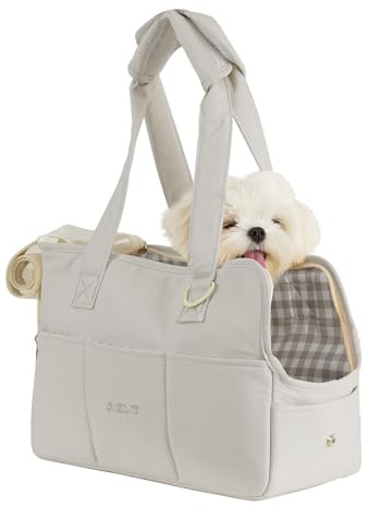 ONECUTE Sac de Transport pour Chat Chien Chiot Respirant et Pliable Sac de Voyage Sac à Bandoulière Sac à Main Chien pour Petit Animaux Capacité de Charge Jusqu'à 7.5 kg (Moyen, Gris)
