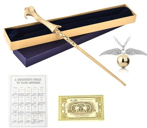 WDKXCN Baguette Voldemort, Magique Voldemort Baguette avec Noyau en Acier, 35CM Voldemort Baguette en Résine dans Une Boîte Cadeau avec Carte de Sort, Ticket de Station et Collier