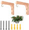 Palmcee 2 Packs Wooden Wall Mounted Hanging Plant Hooks, Heavy Duty Plant Hangers for Hanging Baskets with Screw Set for Lanterns Pot Wind Chimes Planter (Right Angle Style)