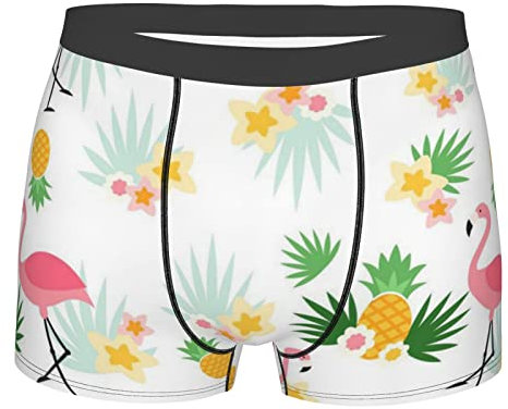 Cykazhst Boxer pour homme Flamants roses et ananas - Confortable - Extensible, Noir , XXL