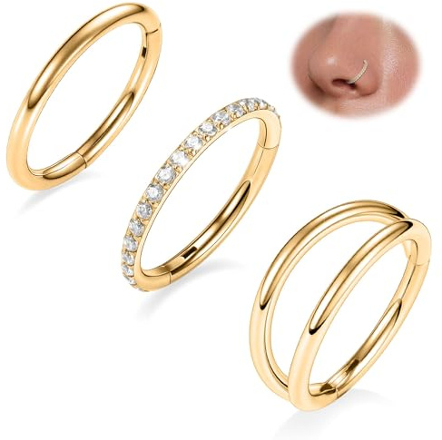 AROWRO Nasenpiercing Helix Piercings Septum Piercing Conch Piercing Nostril Piercing Daith Piercing Tragus Piercing Rook Piercing Chirurgenstahl 20G 7mm Gold