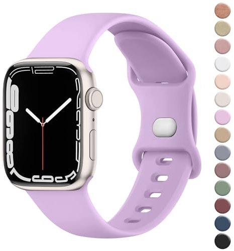 Strap for Apple Watch Straps 42mm 41mm 40mm 38mm for Women Men, Soft Silicone Sport Band for iWatch Series 10 9 8 7 SE 6 5 4 3 2 1 Ultra (Lavender,38mm/40mm/41mm/42mm(Series 10))