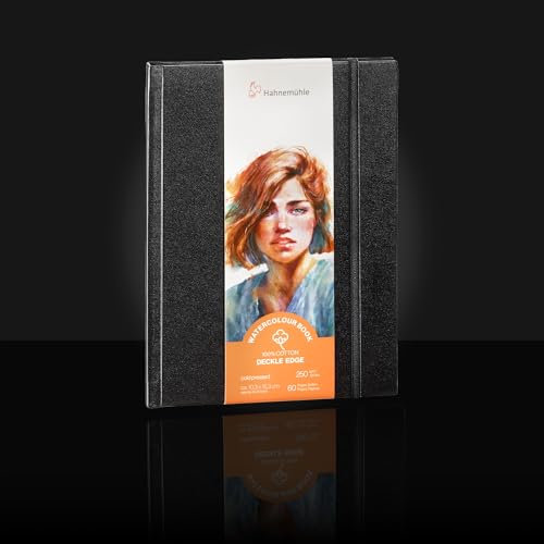 Hahnemühle Watercolour Book Deckle Edge, Aquarellbuch mit gerissenen Rändern, 100% Baumwolle, 250 g/m², matt, 30 Blatt/60 Seiten (ca. 10,3x15,3 cm/Portraitformat)