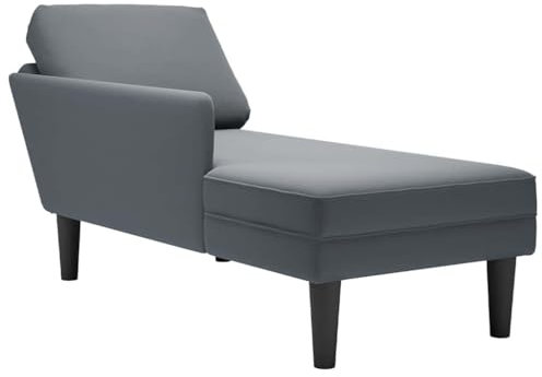 vidaXL Chaiselongue mit Kissen und Rechter Armlehne Dunkelgrau Samt, Recamiere, Loungesessel, Lounge Sofa, Lounge, Loungesofa, Wohnzimmersofa