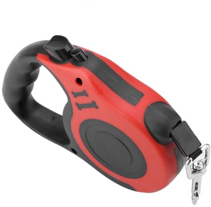Qukaim Einziehbares Hundeseil, einziehbare Hundeleine, automatisches Wickelseil, Traktionsleine für Hunde, rot, leicht, 5 m Länge, ideal für Spaziergänge und Outdoor-Aktivitäten