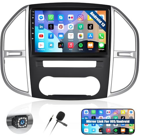 CAMECHO Android 13 Autoradio 2Din für Mercedes Benz Vito 3 W447 2014-2020, 10,1 Zoll Auto Bildschirm Doppel Din Radio mit Bluetooth GPS Navi WiFi RDS/FM Radio Mirror Link SWC Rückfahrkamera