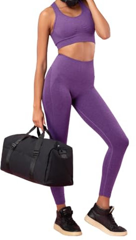 FOCENZA Leggings Donna Sportivi a Vita Alta con Effetto Push Up in Microfibra Morbida e Traspirante, Made in Italy (Viola, s/m)