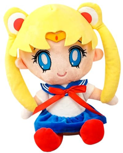 DKLQXCE Sailormmoon Plüsch, 25cm Kawaii Soft Plüschtier Anime Cartoon Plüschpuppe Weich Nettes Kuscheltier Ausgestopftes Charaktere Sammlerstück Geburtstag Party Supplies für Kinderzimmer Deko(Gelb)