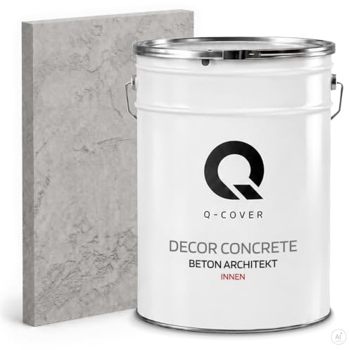 Q-COVER Beton Architekt 15 kg Grigio | intonaco decorativo effetto cemento per interni | pronto all’uso | resa ca. 10 m² | ampia scelta colori