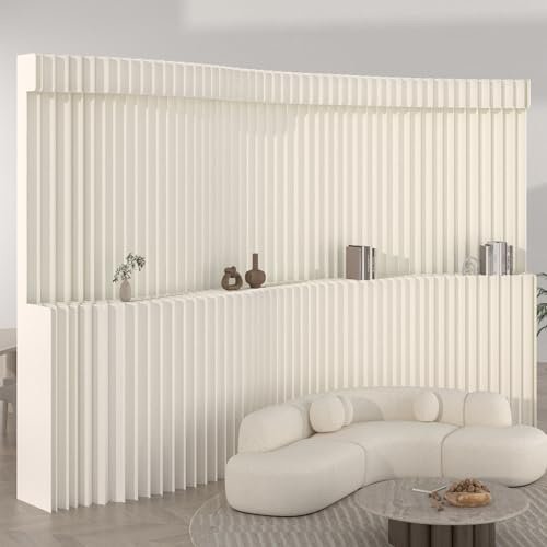 Falt-Raumteiler aus Kraftpapier, Freistehende Trennwand für Büro, Wohnbereich, Kosmetikstudio (H2.4m*L3m)