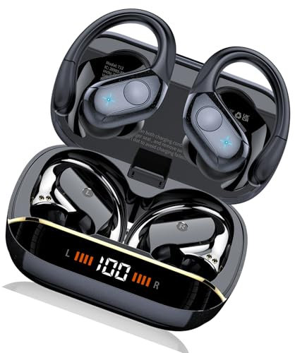 Qecnato Auriculares Inalámbricos Deportivos, Auriculares Bluetooth 5.4 HiFi Estéreo con Cancelacion Ruido ENC, 75H Cascos Inalambricos Bluetooth con HD Micrófono, Negro