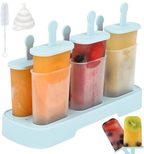 WMKGG Stieleis-Formen-Set, 6-teiliges Eisformen-Set, hausgemachte Eisform mit Stäbchen, Eis am Stiel (blau)