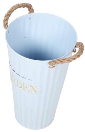 Sosoport Secchio di fiori secchi Vase del secchio di nozze vaso di fiori alto portafiori zincato secchio di bouquet vaso da fiori in metallo vasi in metallo zincato corda di Sky-Blue