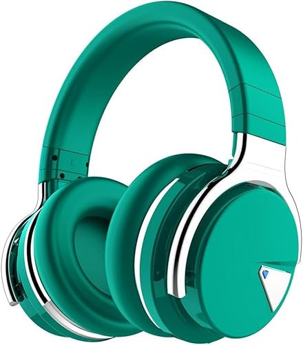 E7 Active Noise Cancelling Headphones Wireless Bluetooth Headphones With Mic Deep Bass Headphones Over Ear, 30 Hours Playtime, Hifi Stereo Sound Headphones For Travel, Home Office, Green