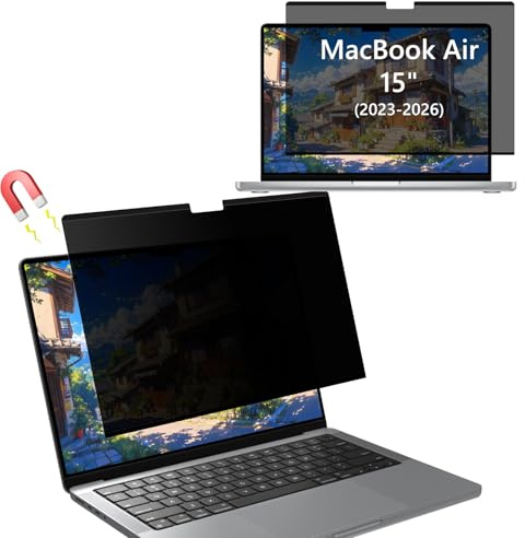 KiimLaa Magnetischer Sichtschutzfolie für MacBook Air 15 zoll (2023-2026, M5 / M4 / M3 / M2), Abnehmbarer Sichtschutz Privacy Filter Displayschutz für MacBook Air 15 (2026-2023, M5 / M4 / M3 / M2)
