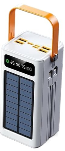 Duvcoywae Batterie Solaire Portable, Chargeur Externe Haute Capacité, Chargeur Solaire Portable Puissant 120W, 50000mAh, Outdoor, Urgences, Camping Et Activités en Plein, Blanc