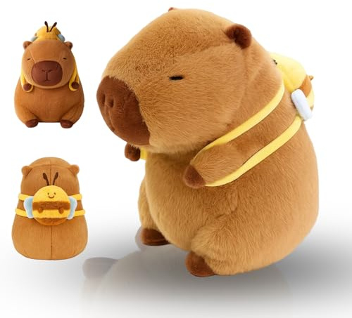 ZexJpr Capybara Kuscheltier, Niedliches Wasserschwein Plüschtier, Weiches Capybara Plüschtier Süßes Plüschendesign Für Kinder, Geeignet für Geburtstag, Feiertage, Begleitgeschenke (Bienen)