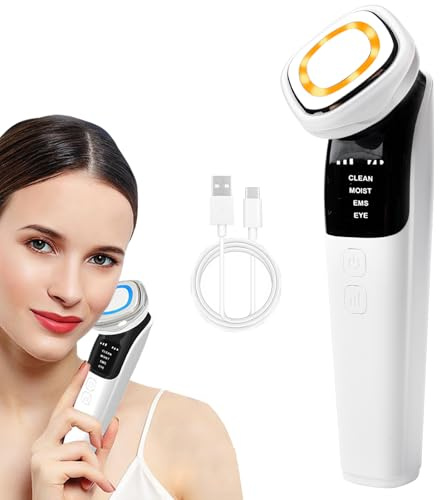 Appareil de massage facial EMS pour le visage contre les rides, appareil de massage du visage avec 4 modes, lifting et raffermissement de la peau, lumière rouge et bleue, chaleur 42 ℃ ± 3 ℃ pour homme