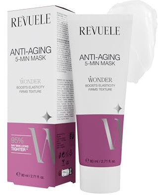 REVUELE Maschera Viso Anti-Età 5 Minuti – Crema Nutriente con Peptidi e Estratti di Frutta, Leviga Rughe e Dona Pelle Tonica, 80 ml