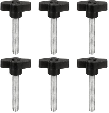 PATIKIL 6Pcs Viti A Farfalla Tee M8 x 50mm In Acciaio Al Carbonio Nero | Manopole Meccaniche, Per Serraggio Manuale Sostituzione Alimentazione