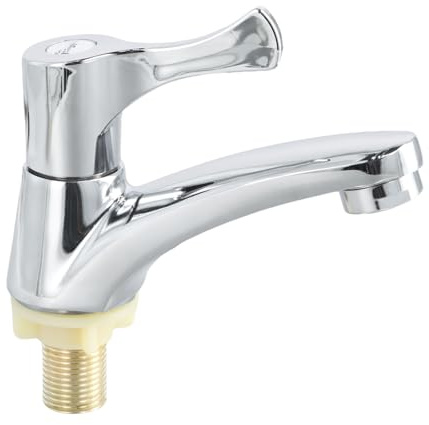 Kaiyzo Robinet Eau Froide Simple, Robinet Lavabo Cuisine et Salle de Bain, Mitigeur Compact Monotrou, Connexion G1/2, Argent