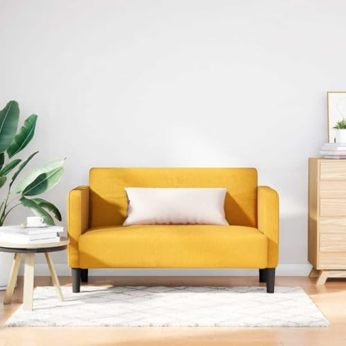 Yisssmeng Zweisitzer-Sofa Cord hellgelb 124 cm, kleines Schlafsofa mit Federkern, Sperrholzgestell, platzsparend für Wohnzimmer Büro Balkon