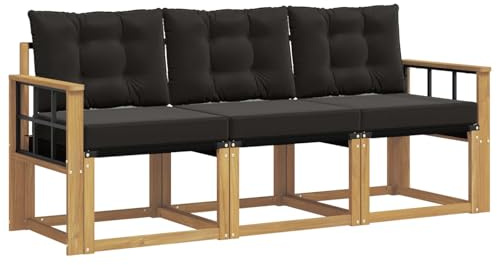 vidaXL Outdoor-Sofagarnitur mit Kissen 3 pcs Weiß und Schwarz, Gartenmöbel, strapazierfähiges Outdoor-Sofa, Loungeset für die Terrasse, Komfort beim Sitzen
