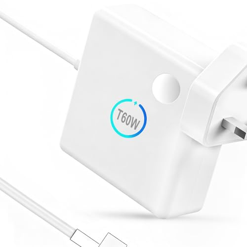 TT&C 60W T-Tip Fast Charger for Mac Book Pro,Replacement Laptop Charger,Power Adapter Compatible with Mac Book Pro Air/Pro 13-Inch (After 2012) A1425 A1435 A1502,T-Tip Connector UK Plug
