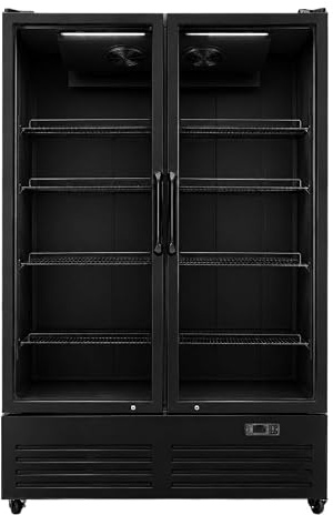 Armoire à Boissons Professionnelle 2 Portes Vitrées Noire – 1020 Litres – Froid Ventilé