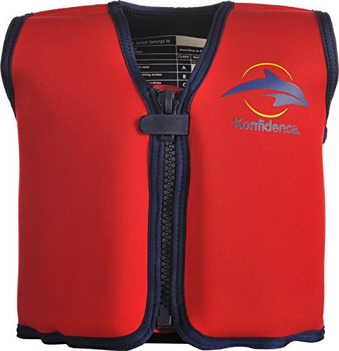Konfidence Jacket - Premium Schwimmweste für Kinder | Einstellbarer Auftrieb | UKCA- & CE-Konform | Von Schwimmschulen Empfohlen | Über 25 Jahre Erfahrung(Red/Yellow, Medium)