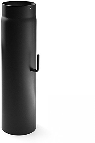 raik Rauchrohr/Ofenrohr 130 mm Durchmesser Länge 500 mm mit Zugregulierung Stahlblech 2 mm Schwarz SH035-130-sw