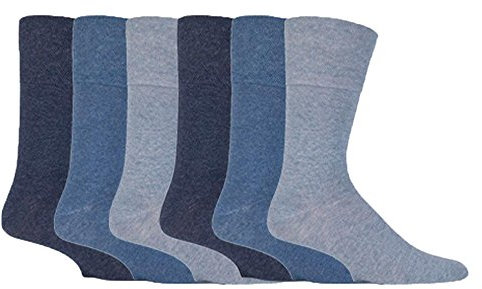 Gentle Grip - Mens 6 pairs of Diabetic Sock with Honey Comb Top and Hand linked Toe Seams - 6-11 UK 39-45 Eur, Blue, 6-11 UK 39-45 eur