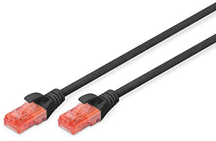 DIGITUS Cable LAN Cat 6 - 5m - Cable de red CCA con RJ45 - U/UTP sin apantallar - Compatible con Cat-6A y Cat-5e - Negro