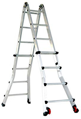 Svelt Scala Alluminio Telescopica 12+12 gradini, Professionale Multiposizione, Full Optional con Base Allargata e Profili Maggiorati, Scalissima Elite Svelt