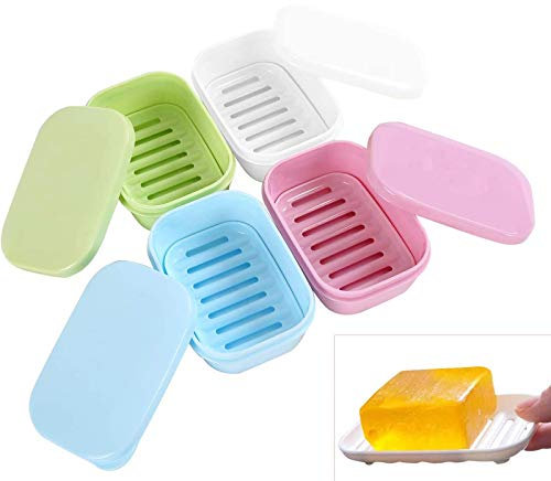 puting Kunststoff Seifenhalter Container Seife Saver Box Case für Badezimmer Dusche Home Outdoor Travel Set of 4 bunt