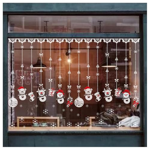 EDOTON Fensterbilder Weihnachten Selbstklebend Abnehmbare Fensterdeko Weihnachten Statisch Haftende PVC Aufkleber Fenstersticker Weihnachten Winter Dekoration Fensterdeko Set 4 Blatt