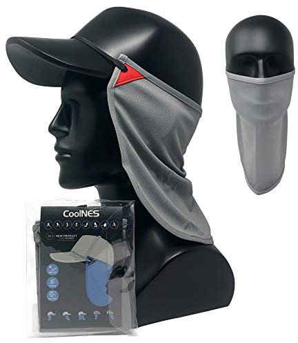 CoolNES - Protection solaire UV cou drape réglable multifonctionnel 2 en 1 masque facial pour la pêche en plein air - Unisexe gris clair