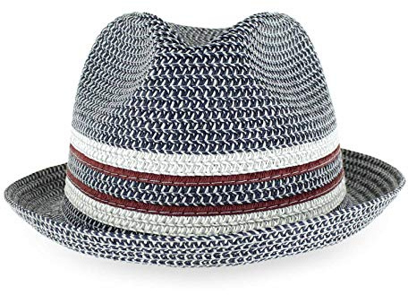 Belfry Men Women Summer Straw Trilby Fedora Hat in Blue Tan Black Dax Navy LRG