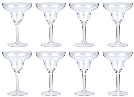 YöL 8x margarita cocktail glass clear plastic reusable home picnics BBQ summer party