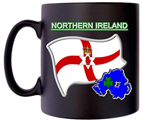 Klassek Northern Ireland Flag North Irish Map Mug Coffee Tea 10oz Black Satin Coat of Arms COA Hand Crest