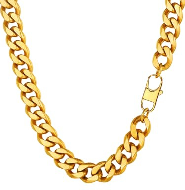 PROSTEEL Herren Halskette Klassische Panzerkette 3/6/9/12mm breit kubanische Gliederkette Herren Hip-Hop Kette Cuban Chain Necklace für Männer Jungen Edelstahl/18k vergoldet 36/46/51/55/61/66/71/76cm