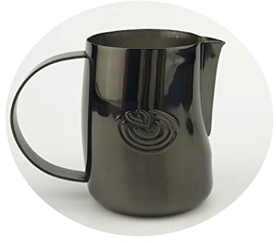 Barista Swag Curved Body Coffee Milk Frothing Cup for Espresso Machines Latte Art 500ml Steaming Pitchers (Mirror Black)