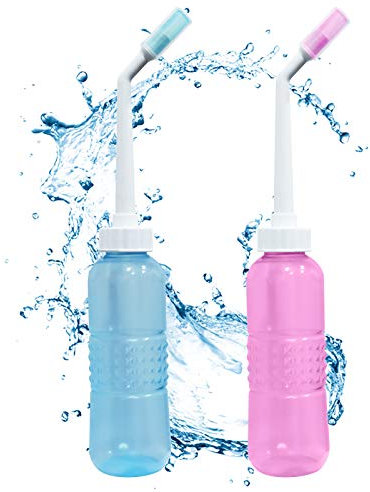 Reise-Bidet, tragbares Bidet-Flasche, Sprühdüse mit großem Wasserkapazität, persönliche Hygienepflege, tragbares Bidet, für Sauberkeit nach der Geburt, Reisen, Outdoor (350ml, blau+rosa)