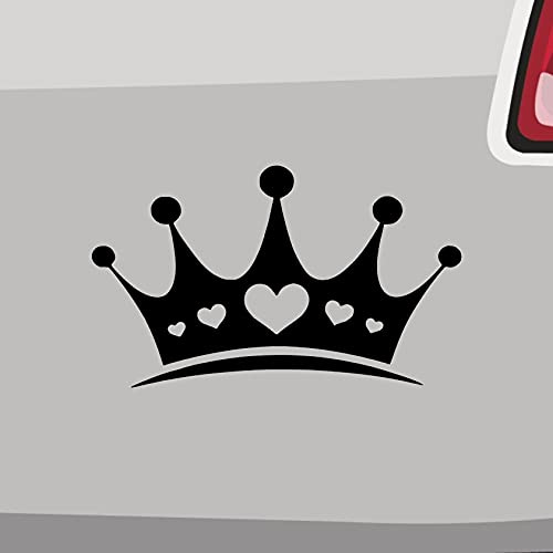 Aufkleber Krone mit Herzen -6 Größen- Queen König Crown Heart Prinzessin Gift in 6 Größen und 21 Farben