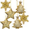 Logbuch-Verlag 6 Weihnachtsanhänger Baum Stern Schneeflocke Metall goldfarben Weihnachten Anhänger Weihnachtsbaumschmuck Gold 9-12 cm